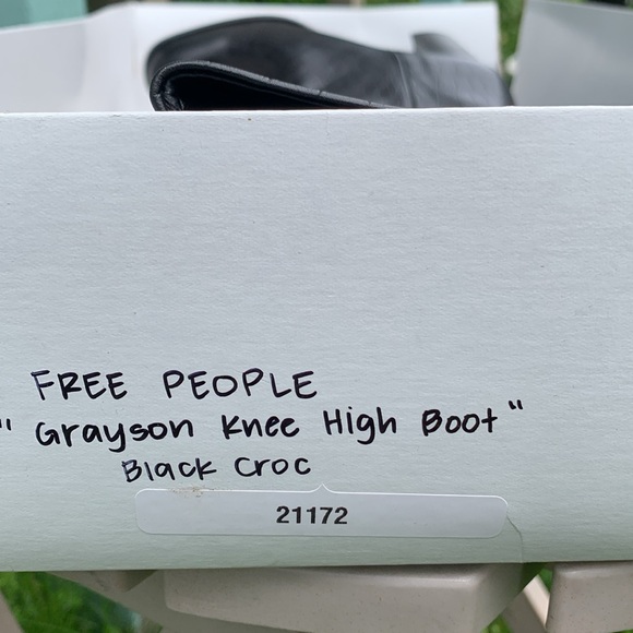 Black croc boot Grayson knee high FREE PEOPLE - Picture 8 of 17